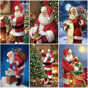 DIY Санта-Клаус 5D алмазная живопись полная круглая дрель мультфильм Алмазная вышивка Рождественский подарок вышивка крестиком стены книги по искусству домашний декор Full Round 20x30CM