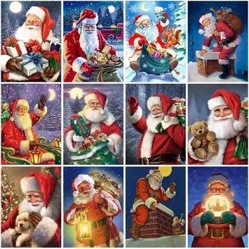 DIY Санта-Клаус 5D алмазная живопись полная круглая дрель мультфильм Алмазная вышивка крестиком Рождественский подарок настенное искусство домашний декор Full Round 20x30CM