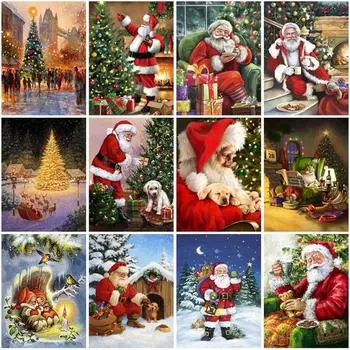 DIY Санта-Клаус 5D алмазная живопись полная круглая дрель мультфильм смола настенная художественная вышивка ремесло домашний декор ручной работы Рождественский подарок Full Round 20x30CM