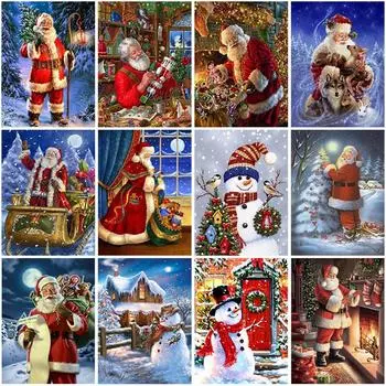DIY Санта-Клаус 5D алмазная живопись полная круглая дрель мозаика Рождественский подарок Снеговик Алмазная вышивка крестиком домашний декор Full Round 20x30CM