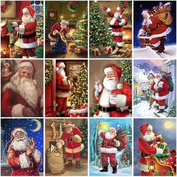 DIY Санта-Клаус 5D алмазная живопись полная круглая дрель Рождественский подарок зима смола вышивка крестиком домашний декор настенное искусство Full Round 20x30CM