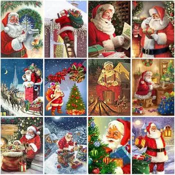Diy Санта-Клаус 5D алмазная живопись полная круглая дрель мозаика Рождественский подарок вышивка снеговик вышивка крестиком домашний декор настенное искусство Full Round 20x30CM