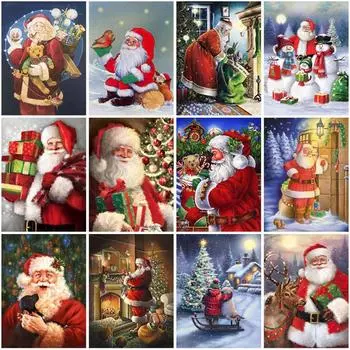 DIY Санта-Клаус 5D алмазная живопись вышивка крестиком Рождественский подарок портрет полный круглый дрель домашний декор мозаика вышивка стены искусства Full Round 20x30CM