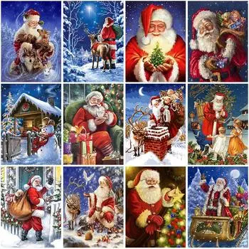 DIY Санта-Клаус 5D Алмазная картина Полная круглая дрель Алмазная вышивка крестом Мозаика Настенное искусство Рождественский подарок Домашний декор Full Round 20x30CM