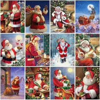 DIY Санта-Клаус 5D Алмазная картина Полный круглый набор для вышивки крестом Рождественский подарок Мозаика Настенное искусство Домашний декор Full Round 20x30CM