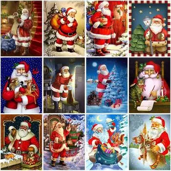 DIY Санта-Клаус 5D Алмазная картина Полная круглая дрель Мозаика Снеговик Алмазная ручная вышивка крестом Наборы для настенного искусства Домашний декор Full Round 20x30CM