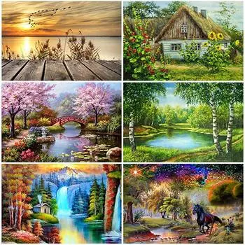 DIY Scenic 5D Алмазная картина Полный круглый дрель Мозаика Пейзаж Алмазная вышивка Наборы для вышивки крестом Настенный декор Full Round 20x30CM