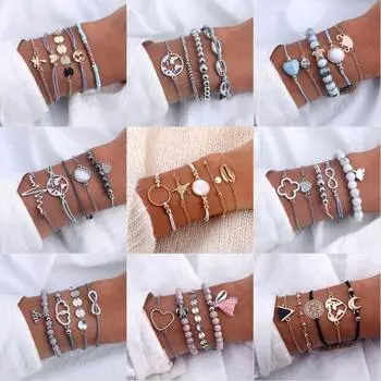 DIY Шарм Винтаж Shell Star Бусины Браслет Набор для Женщин Модные Ювелирные Изделия Подарки Партии