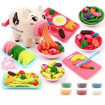 Diy Simulation Play House Pig Noodle Machine Мороженое Цвет Грязь Детские Игрушки