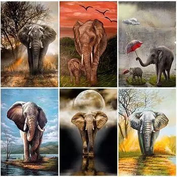DIY Слон 5D алмазная живопись полная круглая дрель животное Алмазная вышивка крестиком мозаика из смолы домашний декор художественный подарок Full Round 15x20CM