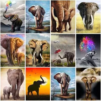 DIY Слон 5D алмазная живопись полная круглая дрель животное Алмазная вышивка наборы крестиков горный хрусталь настенное искусство домашний декор Full Round 20x30CM