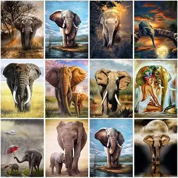 DIY Слон 5D алмазная живопись полная круглая дрель животное Алмазная вышивка наборы крестиков настенное искусство домашний декор Drop &;доставка Full Round 20x30CM