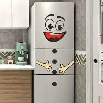 DIY Снеговик Холодильник Наклейка ПВХ Наклейка На Стену Креативные Наклейки На Стену Дверь Fridge Sticker