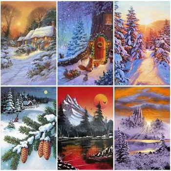 DIY Снежный пейзаж 5D алмазная живопись полный круглый дрель набор для вышивки крестом живописная Алмазная вышивка смола стены книги по искусству домашний декор Full Round 20x30CM