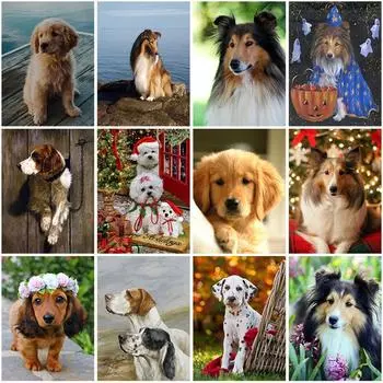 DIY собака 5d алмазная живопись полная круглая дрель животное горный хрусталь Алмазная вышивка крестиком домашний декор настенный художественный подарок Full Round 20x30CM