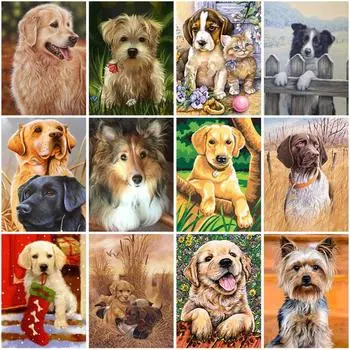 DIY собака 5D алмазная живопись полная круглая дрель животное Алмазная вышивка набор крестиков подарок ручной работы домашний декор стены искусства Full Round 20x30CM