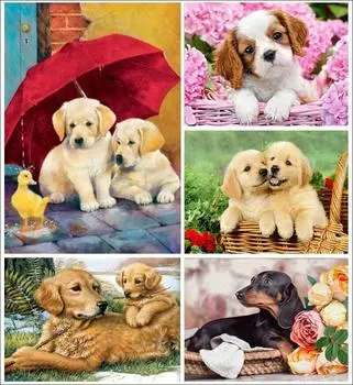 DIY собака 5D алмазная живопись полная квадратная/круглая дрель мозаика животное Алмазная вышивка смола вышивка крестиком художественная стена домашний декор подарок Full Round 15x20CM