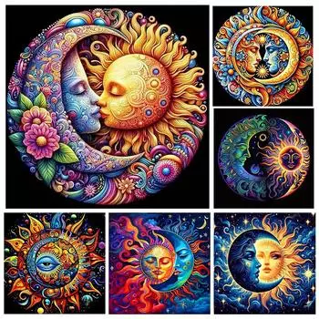 DIY Солнце и Луна 5D инопланетный алмазный художественный набор подходит для начинающих алмазный художественный набор для живописи подходит для украшения стен дома Full Round 20x20CM