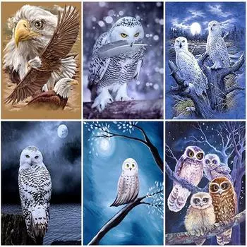DIY Сова 5D алмазная живопись полная круглая дрель животное Алмазная вышивка крестиком мозаика набор для рукоделия из смолы настенное искусство домашний декор Full Round 20x30CM