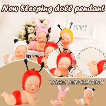 DIY Спящий ребенок торт на день рождения украшения для выпечки милый маленький брелок для куклы 3.15X1.18X2.36 inches (8X3X6cm) розовый