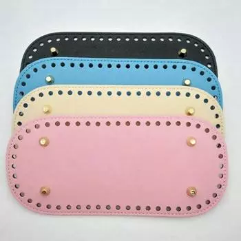 DIY сшитая вручную тканая сумка пу овальной формы с отверстиями и заклепками на дне аксессуары красный