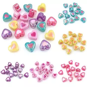 DIY Темная серия Изготовление ювелирных изделий Свободные материалы из бисера Модные акриловые браслеты Ожерелье с УФ-покрытием Сердце любви DIY Аксессуары Два цвета Ручная работа 3D фиолетовый