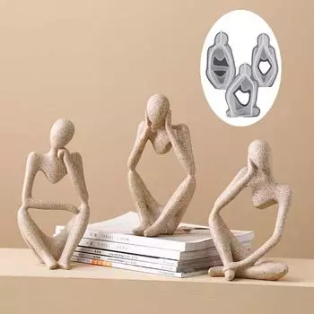 DIY Thinker Статуя Силиконовая Форма 3D Искусство Абстракция Человеческое Тело Гипс Глина Орнамент Свеча Форма Эпоксидная Смола Домашний Декор