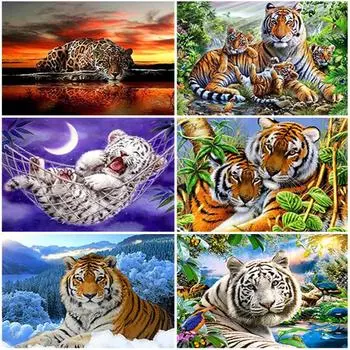 Diy Тигр 5D алмазная живопись полная круглая дрель животные Алмазная вышивка крестиком мозаика искусство настенный домашний декор из смолы Full Round 20x30CM