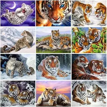 DIY Тигр 5D алмазная живопись полная квадратная дрель смоляная мозаика животное Алмазная вышивка крестиком ручная работа настенный художественный подарок Full Round 20x30CM