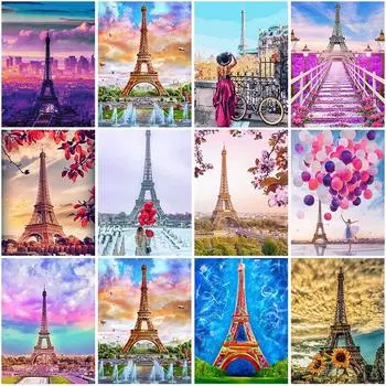DIY Tower 5D Diamond Painting Full Round Drill Scenic Diamond Вышивка Наборы для вышивки крестом Смола Домашний декор Настенное искусство Подарок Full Round 20x30CM