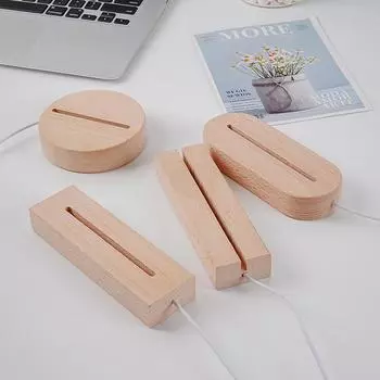 DIY твердый деревянный светящийся держатель лампы 3D акриловый светодиодный твердый деревянный ночник основа украшение комнаты украшение гостиной