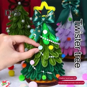 DIY Twist Stick Рождественская елка Мини DIY набор для изготовления елки Скрученные рождественские елочные украшения Настольная фигурка для домашнего декора вечеринки свадьбы A