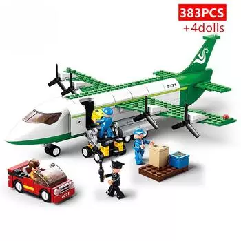 DIY Творческий самолет Авиация Аэропорт Современный самолет Автобус Грузовой самолет Строительный блок Игрушка Развивающие игрушки для детей