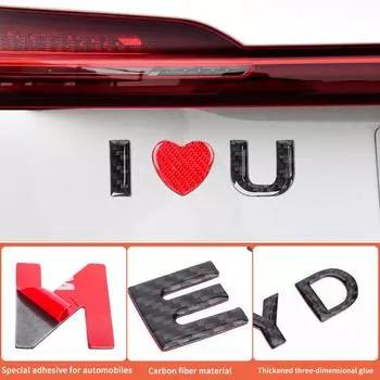 DIY углеродное волокно 3D буквенно-цифровой значок Love Chrome Plated буквенно-цифровой логотип наклейка на автомобиль детали автомобиля мотоцикла наклейка украшение 0 чёрный