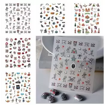 DIY украшения для ногтей Хэллоуин наклейки для ногтей мультфильм тыква Хэллоуин наклейки для ногтей маникюрный салон