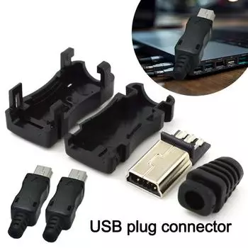 DIY USB 2.0 Jack 4 в 1 сборный провод с пластиковой крышкой 5-контактный разъем USB 2.0 Male Connecto