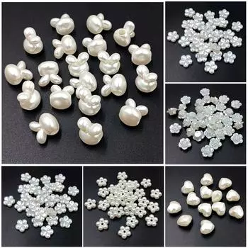 DIY ювелирные аксессуары 10/20/30 шт. искусственный жемчуг лепестковые бусины голова кролика 7 стилей модные АБС подвески персиковое сердце граненые цветочные аксессуары Petal 30Pcs