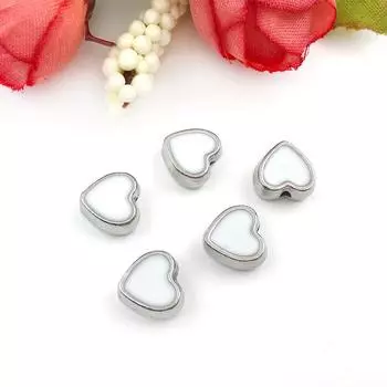 DIY ювелирные аксессуары 10 шт. модные бусины в форме сердца с интервалом 8 мм россыпью бусины ручной работы капающие бусины из сплава белый