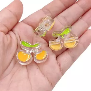 DIY ювелирные изделия материал Фруктовые подвески Акриловые креативные свободные бусины для изготовления ожерелий Клубника 5 шт Капельное масло Вишня Модные бусины Cherry разноцветный