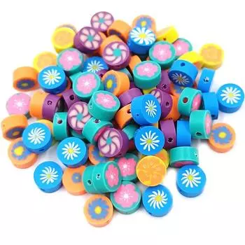 DIY ювелирные материалы для браслета, модные мягкие керамические ожерелья, 10 шт., цветы/буквы, двусторонние круглые свободные бусины Letter разноцветный