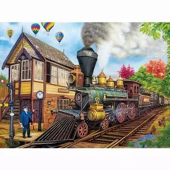 DIY Вилла Пейзаж Алмазная картина Полный круглый поезд Алмазная вышивка Крестом Полный горный хрусталь 20X30CM