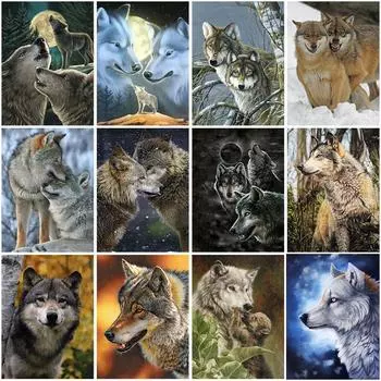 DIY Волк 5D Алмазная картина Полный круглый набор сверл Алмазная вышивка Рождественский подарок Мозаика Настенное искусство Домашний декор Full Round 20x30CM