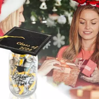 DIY Выпускная банка для денег Прозрачное тело Поздравления Колледж Шляпа Шляпа Комплект Бутылка для денег