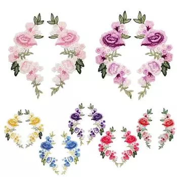 DIY Вышивание аппликаций нашивки 1 пара модная вышивка аксессуары для одежды цветочные ювелирные аксессуары розы красного