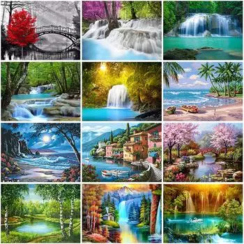 DIY водопад 5D алмазная живопись полная круглая дрель живописная Алмазная вышивка крестиком мозаичные наборы настенное искусство домашний декор подарок Full Round 20x30CM