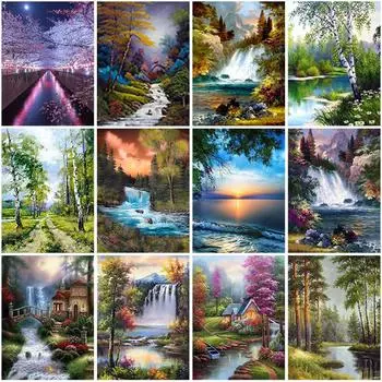 DIY водопад 5D алмазная живопись полная круглая дрель живописная Алмазная вышивка крестиком мозаичные наборы смоляные стены книги по искусству домашний декор Full Round 20x30CM