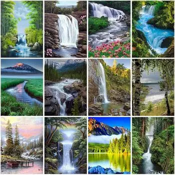 DIY водопад 5D алмазная живопись полный круглый дрель пейзаж Алмазная вышивка крестиком мозаичные наборы настенное искусство домашний декор Full Round 20x30CM