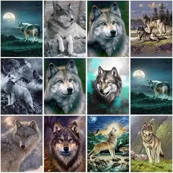 DIY волк 5D алмазная живопись полная круглая дрель животное Алмазная вышивка крестиком мозаика наборы смоляные стены книги по искусству домашний декор Full Round 20x30CM