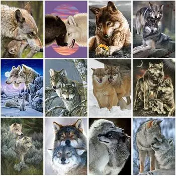 DIY волк 5D алмазная живопись полная круглая дрель животное Алмазная вышивка мозаика вышивка крестом стены книги по искусству домашний декор подарок Full Round 20x30CM