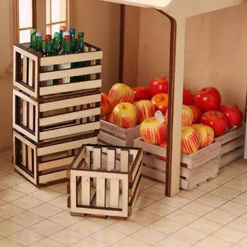 DIY Wooden Kids Gift Hand-woven Basket Miniature Dollhouse Supplies Tiny Storage Basket BJD Decor 7